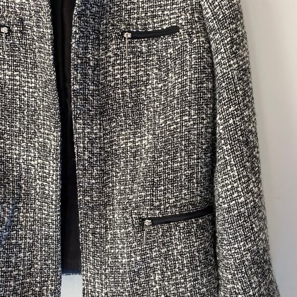 Soft Surroungs Black White Textured Tweed Blazer SZ M Career Professional Office - Picture 4 of 6
